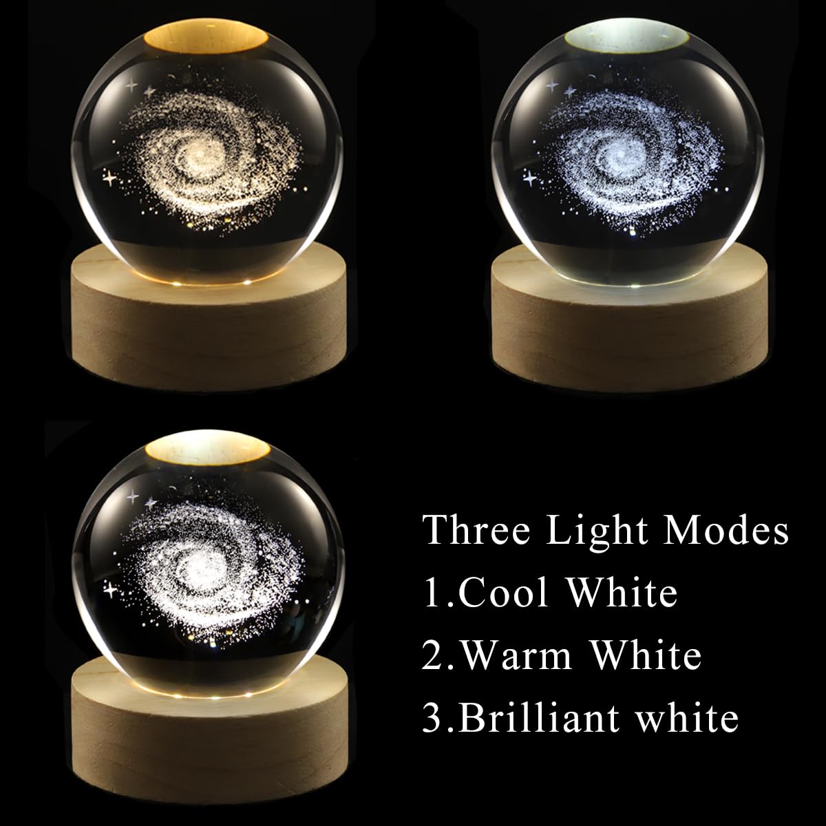 hochance 3D Dancer Crystal Ball Lamp with Adjustable Brightness LED Wooden Base,Night Light for Kids Teens Adults,Birthday Gift Home Desk Office