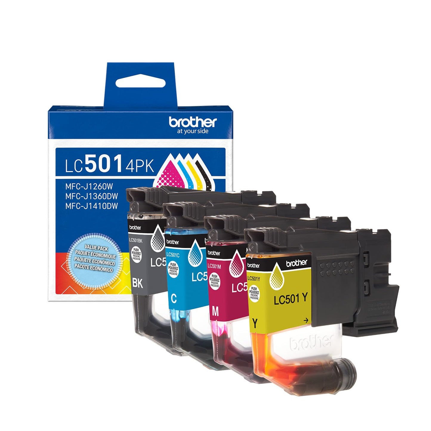 Brother Genuine LC5014PK 4-Pack (1 Each of) Standard Yield Black, Cyan, Magenta, and Yellow Ink Cartridges