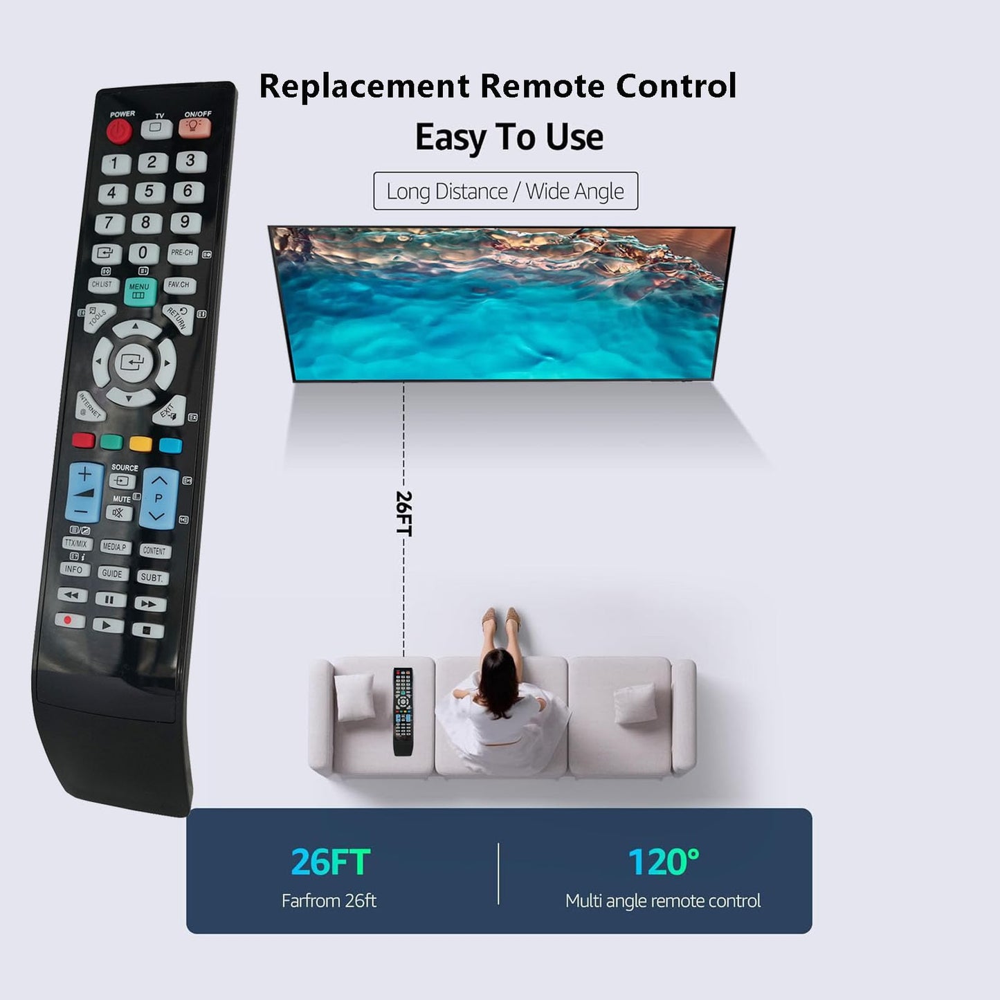 Universal Replacement Remote Control for Samsung BN59-00721A BN59-00849A BN59-00850A Plasma LCD LED HDTV TV