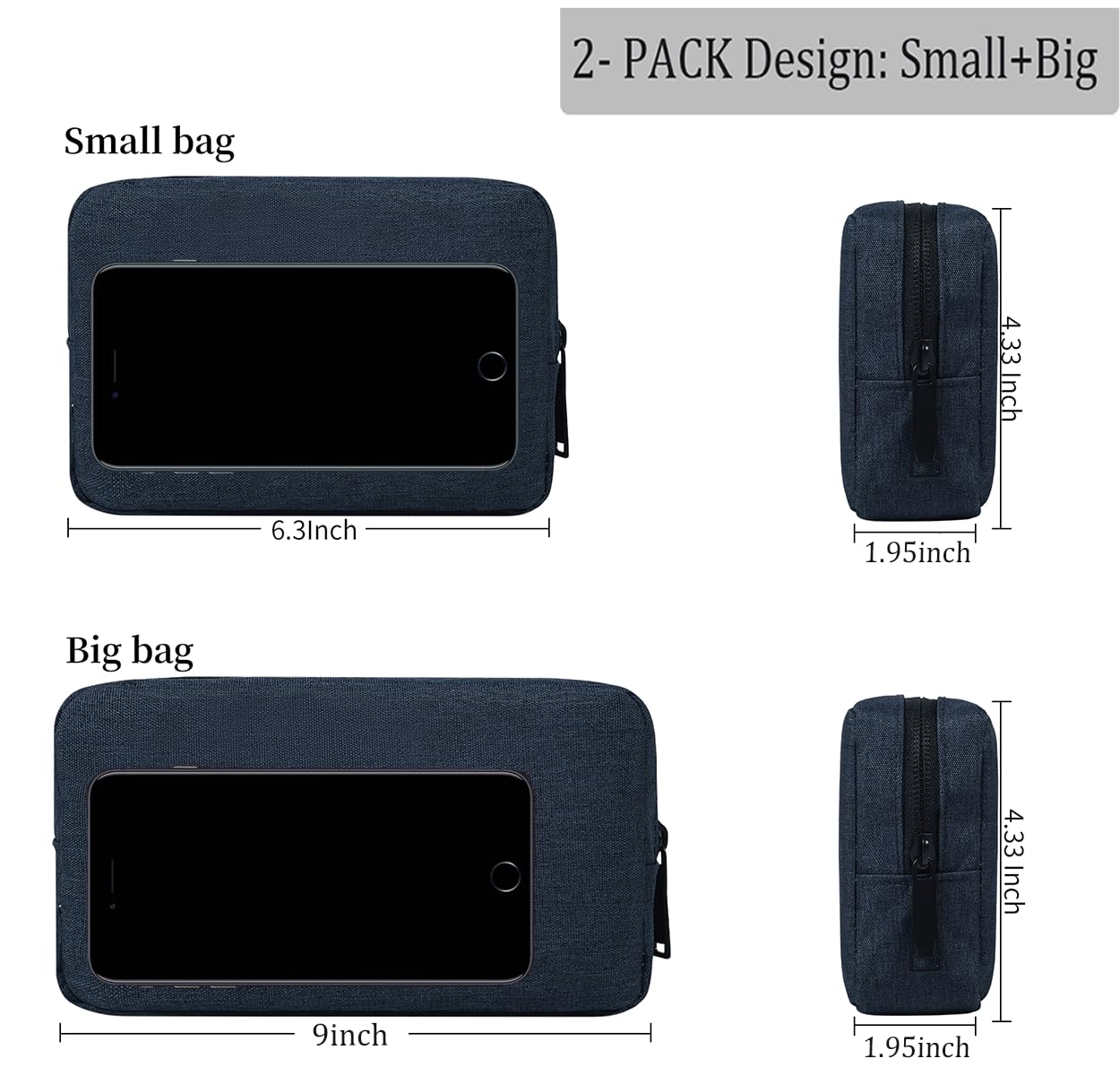 CAAORDKSO Electronic Organizer Accessory Pouch, Travel Electronic Accessories Storage Case Cable Organizer Bag for MacBook Charger, Power Bank, Hard