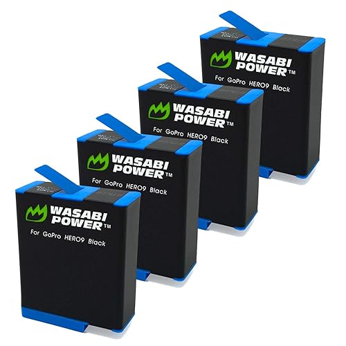 Wasabi Power HERO12, HERO11, HERO10, HERO9 Battery (4-Pack) Compatible with Hero 12 Black, Hero 11 Black, Hero 10 Black, Hero 9 Black