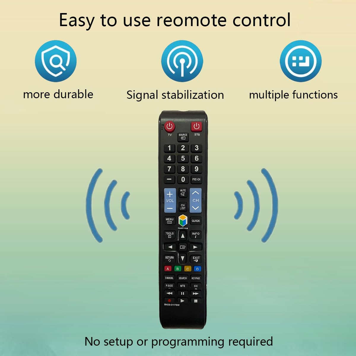 Remote Control Replacement Universal for Samsung Smart TV UN28H4500 UN28H4500AF UN32H5201AF UN32H5203AF UN40H5201AF UN40H5203 UN40H5203AF UN40H6203