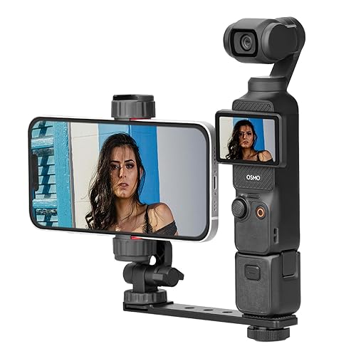 BRDRC Pocket 3 Phone Holder Mount, Metal Expansion Adapter Phone Clip with 1/4” Screw and Cold Shoe for DJI Osmo Pocket 3 Creator Combo Accessories
