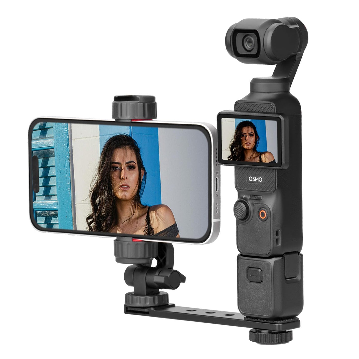 BRDRC Pocket 3 Phone Holder Mount, Metal Expansion Adapter Phone Clip with 1/4” Screw and Cold Shoe for DJI Osmo Pocket 3 Creator Combo Accessories