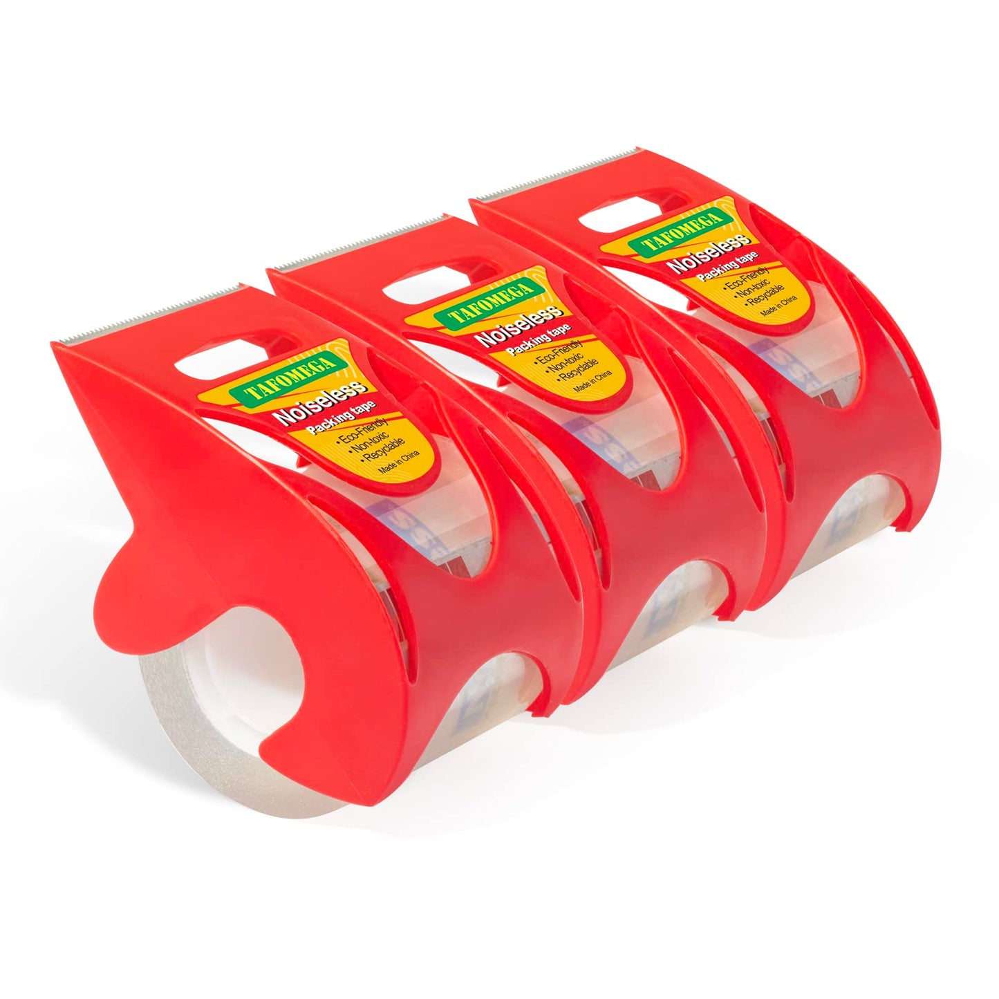 Tafomega Packing Tape with Dispenser Clear Noiseless Packaging Tape for Shipping Moving Strong Sealing Adhesive Industrial Depot Tapes for Storage 1.9