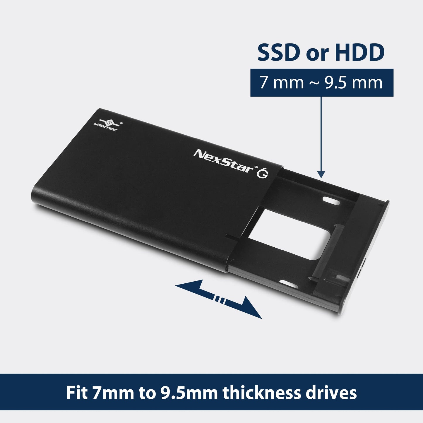 Vantec NexStar 6G, 2.5” SATA III to USB 3.2 Gen1 External SSD/HDD Enclosure, ID: Black (NST-268S3-BK)