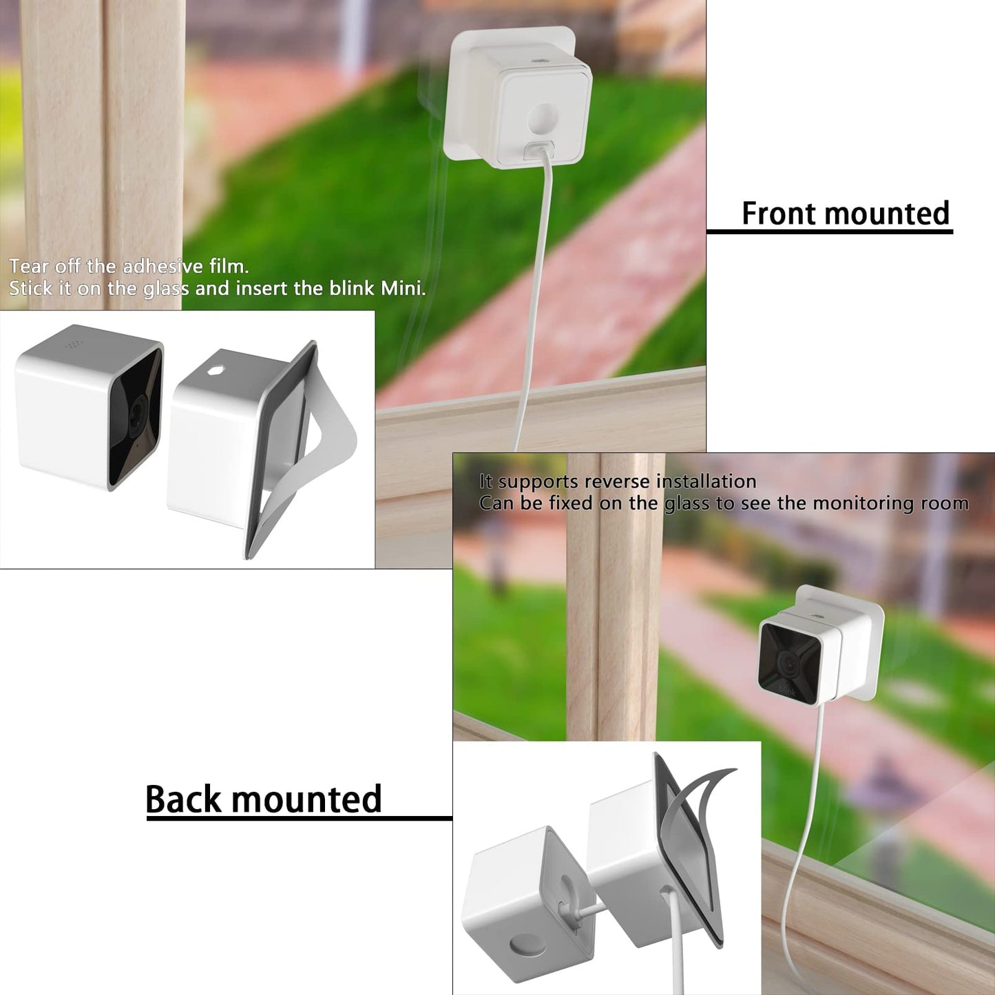 Teccle Window Mount for Blink Mini, Through Window Use Blink Mini, No Indoor Reflections (Pack of 1)