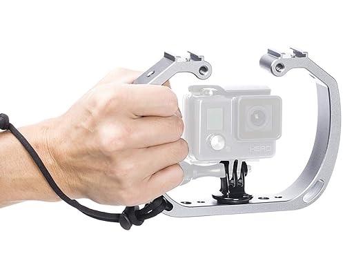 Movo GB-U70 Underwater Diving Rig for GoPro Hero with Cold Shoe Mounts, Wrist Strap - Works with HERO3, HERO4, HERO5, HERO6, HERO7, HERO8, Osmo Action