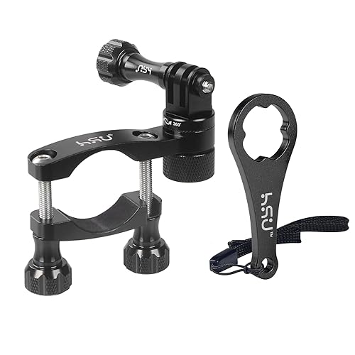 HSU Bike Handlebar Mount for GoPro, 360° Rotation Seat Post, 0.6-1.3inch Go Pro Motorcycle Mount Compatible with Hero 13/12/11/10/9/8/7/6, DJI Osmo