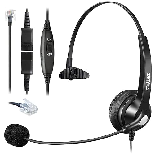 Callez RJ45 Telephone Headset with Microphone Noise Cancelling, Mono Quick Disconnect Phone Headset Compatible with Mitel/Aastra 6865i 6867i 6869i