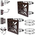 Universal Vertical Pole Mount Adapter with 2 Loops Brown Stainless Steel Wall Mounting Bracket for CCTV Security Camera Ptz Dome Indoor Outdoor AP
