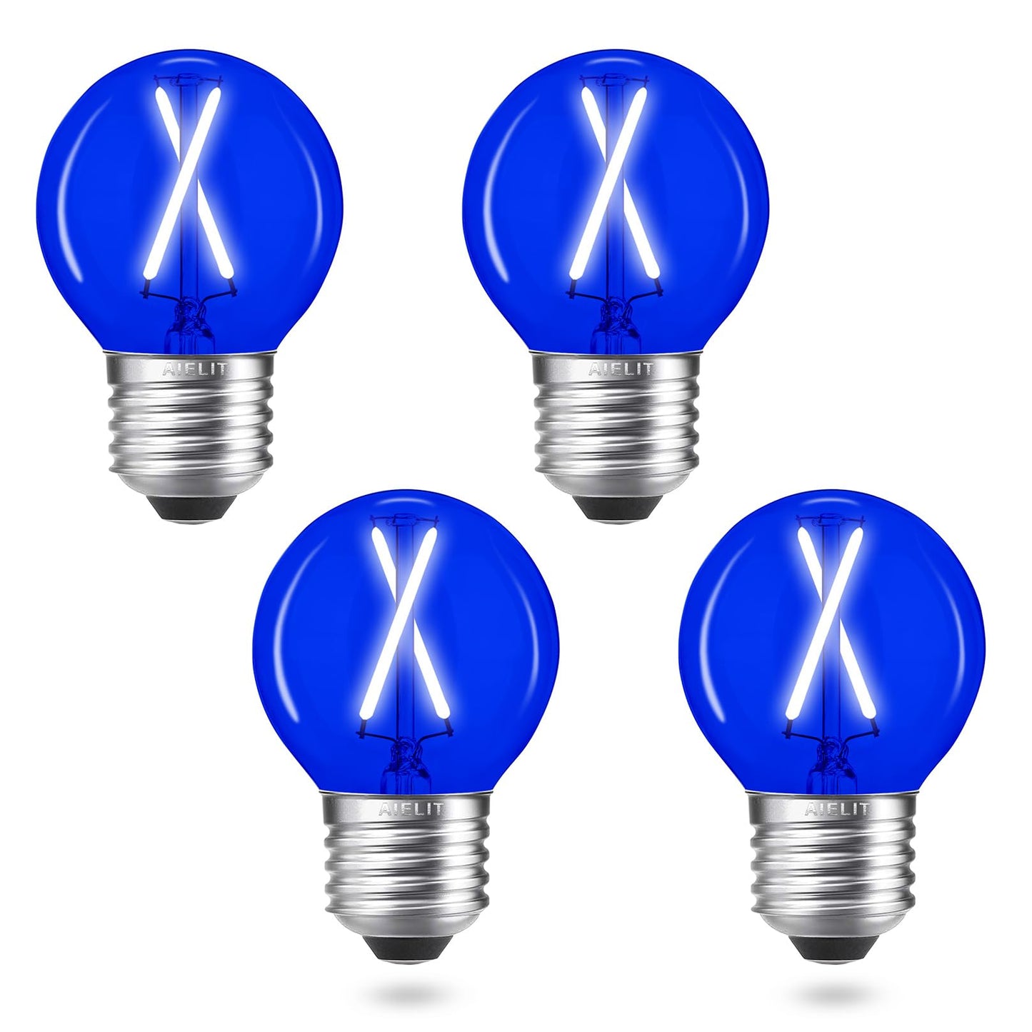 AIELIT A15 Blue Light Bulbs, 25 Watt Equivalent, Energy Efficient 2W, E26 Standard Base, Dimmable Globe LED Bulb for Christmas Halloween Party
