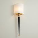 Possini Euro Design Arletta Modern Wall Sconce Lighting Black Brass Metal Hardwired 7 1/2" Wide Fixture Off-White Linen Shade for Bedroom Bedside