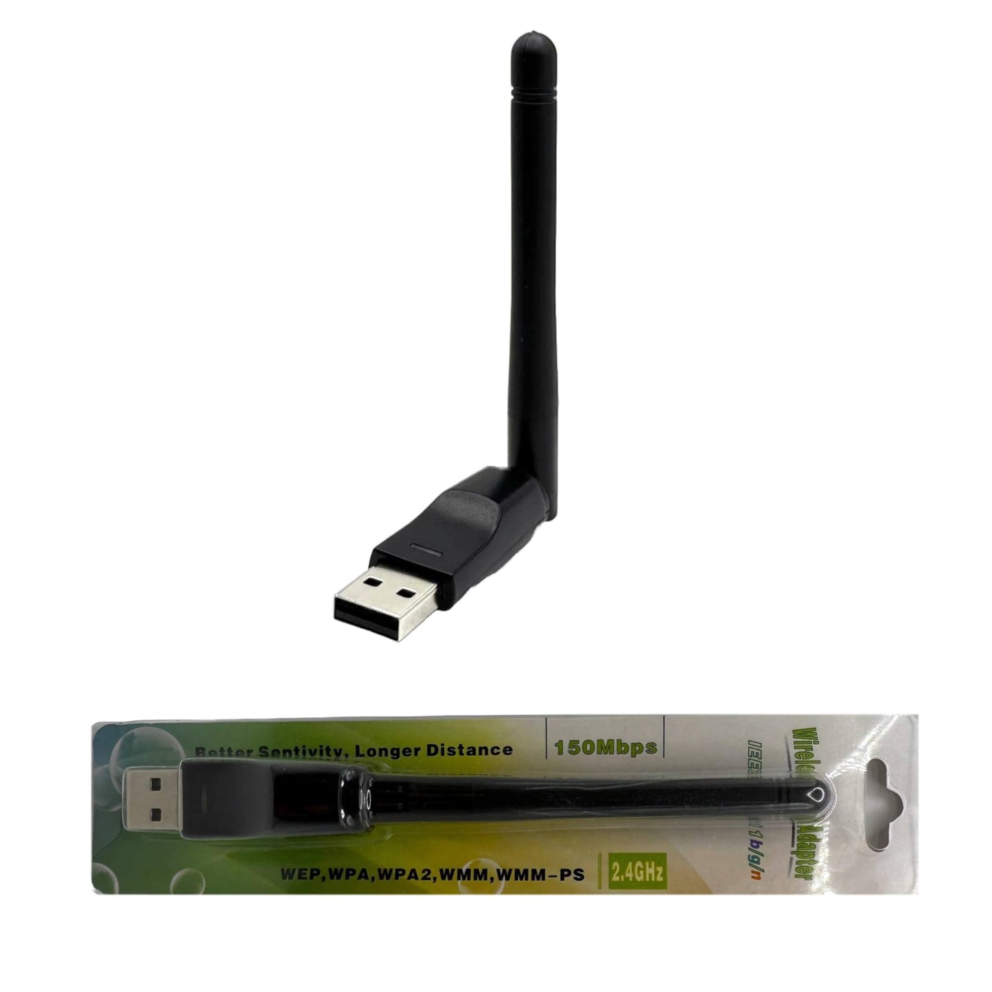 Wi-Fi USB Dongle Adapter with Gain Antenna - Plug & Play for Linux (Tails, Ubuntu, Debian, Fedora, Mint, Arch) + Windows 11/10/8/7, Android & Mac |