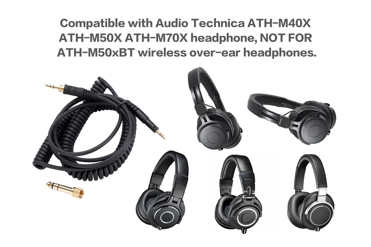 UNCLE LIGHT ATH-M40X M50X M70X Replacement Audio Cable, Compatible with Audio Technica Headphones, 3.5mm (6.35mm) to 2.5mm Male Stereo Jack Cord…