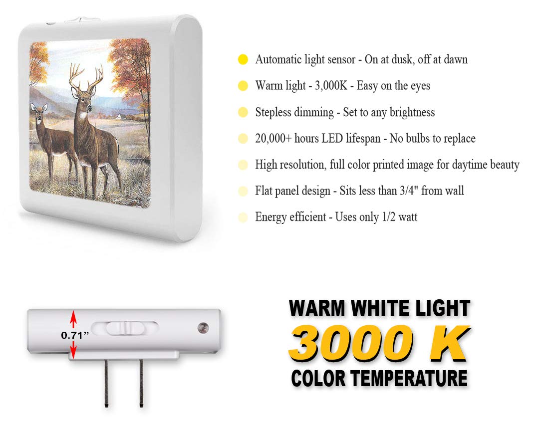 Art Plates Plug in Dimmable LED Night Light with Dusk to Dawn Auto Sensor, Adjustable Brightness, Warm Light, Auto On-Off Nightlight for Bathroom