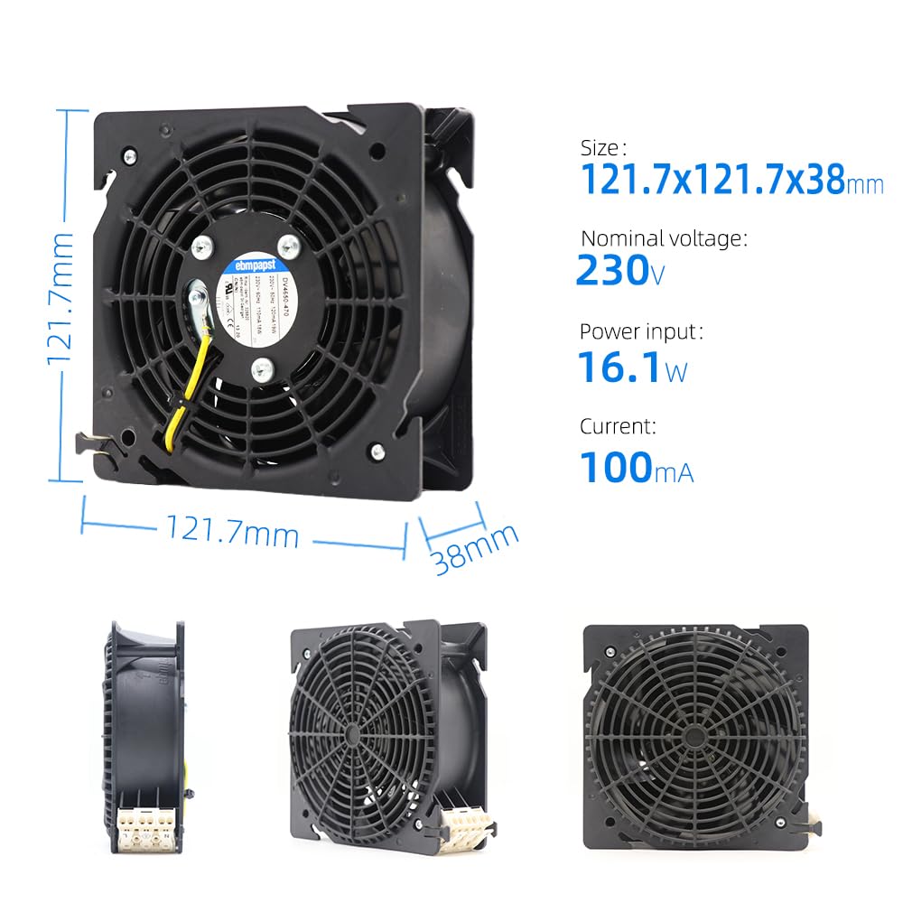 for ebmpapst Fan DV4650-470 12038 120 * 120 * 38MM 12cm 230V AC 50HZ 17.7W Ball Bearing Rittal Cabinet Axial Flow Cooling Fan