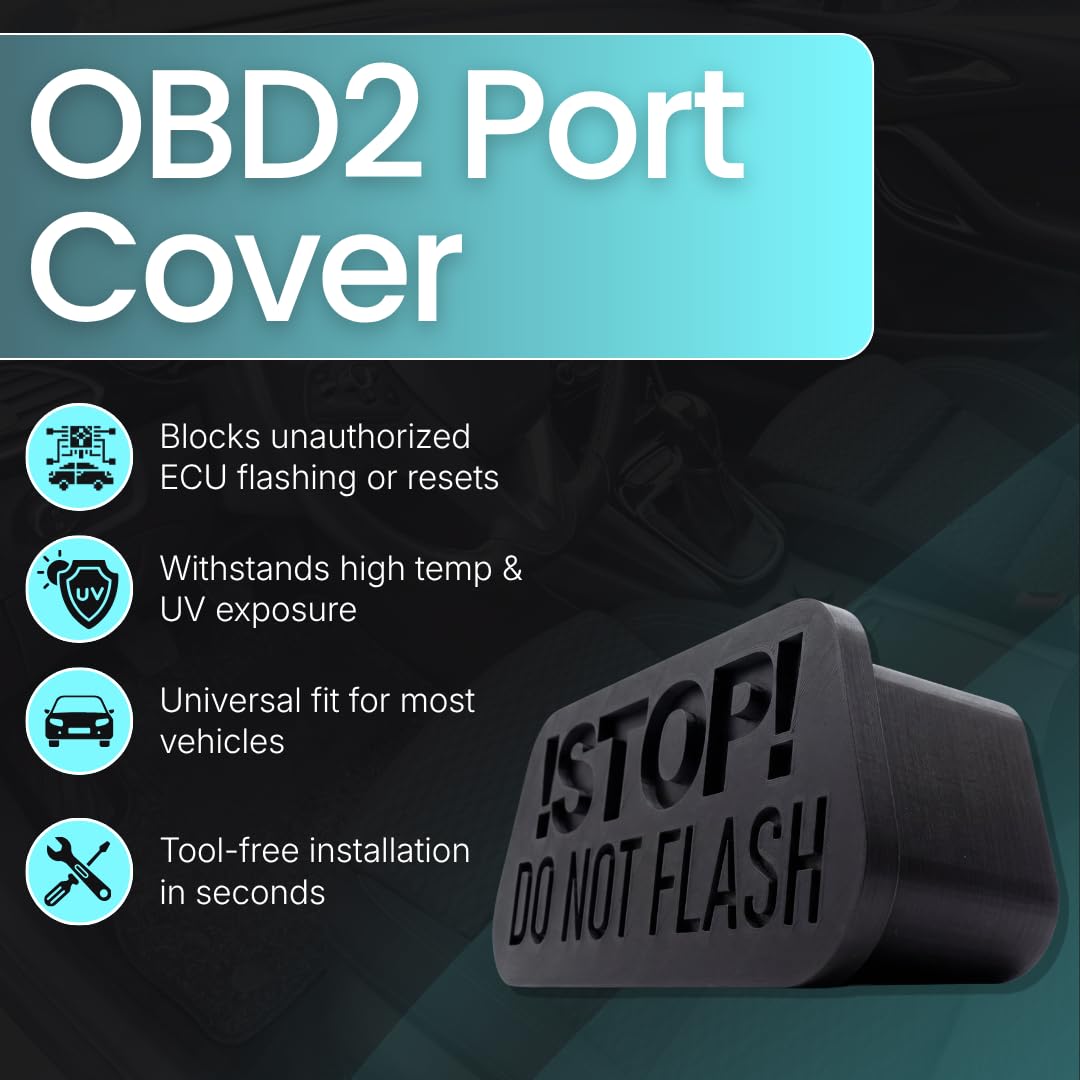 SplashNColor OBD2 Port Cover - ABS Plastic Cap - Prevents Unauthorized Flashing & Protects Diagnostic Connector - High-Temp Heat-Resistant Durable