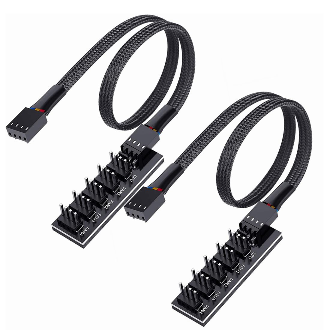 AVERZELLA 2 Pack Cooling Fan 1 to 5 Hub, All 4 Pin Cooling Fans Power Extension Cable for PC Case Internal Motherboard Fan, 5 Way Splitter Wire