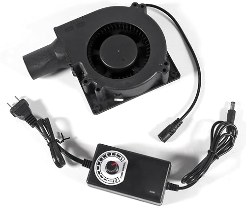 120mm x 32mm Dual Ball Blower Fan 12V with 110v - 240v AC Plug Variable Speed Controller - High Velocity Squirrel Cage Fans for DIY Cooling Projects