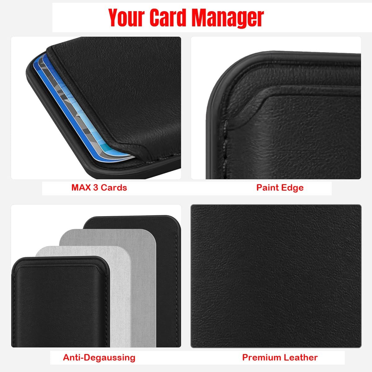 Yakify Custom Magnetic Wallet Card Holder for iPhone 17/16/15/14/13/12 Series with Photos Texts Personalized Slim RFID Leather Phone Wallet Customized
