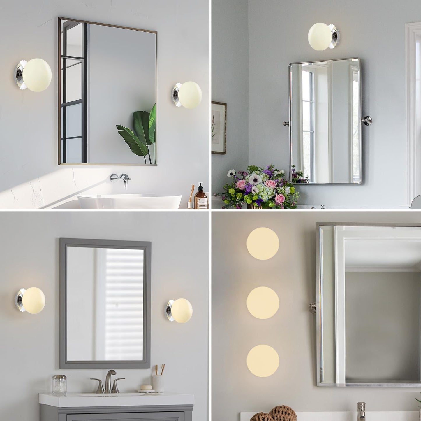 Modern Globe Glass Wall Sconces- Minimalist Home Shop Decor Wall Light 7" Glass Shade Hardwired- 1 Light Mid Century Wall Lamps Indoor Bedroom