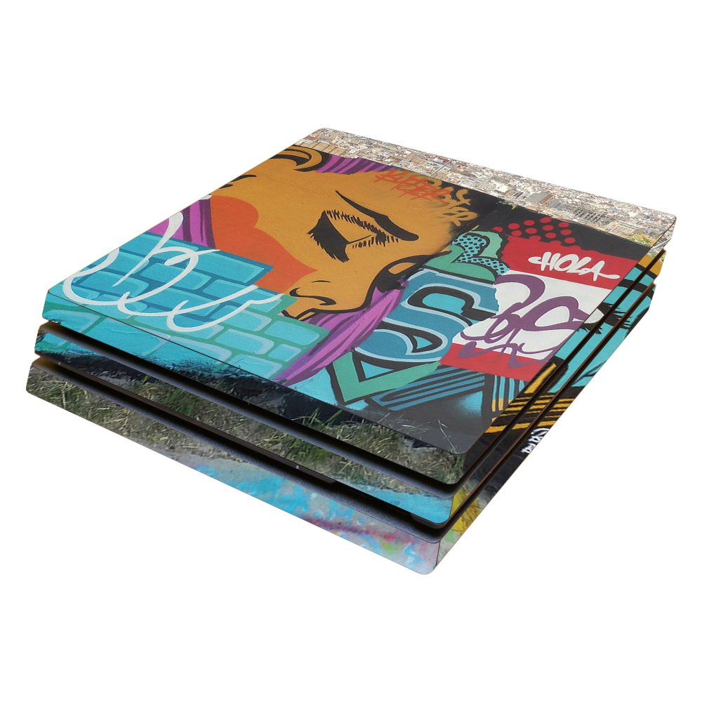 MightySkins Skin Compatible with Sony PS4 Pro Console - Graffiti Skyline | Protective, Durable, and Unique Vinyl Decal wrap Cover | Easy to Apply