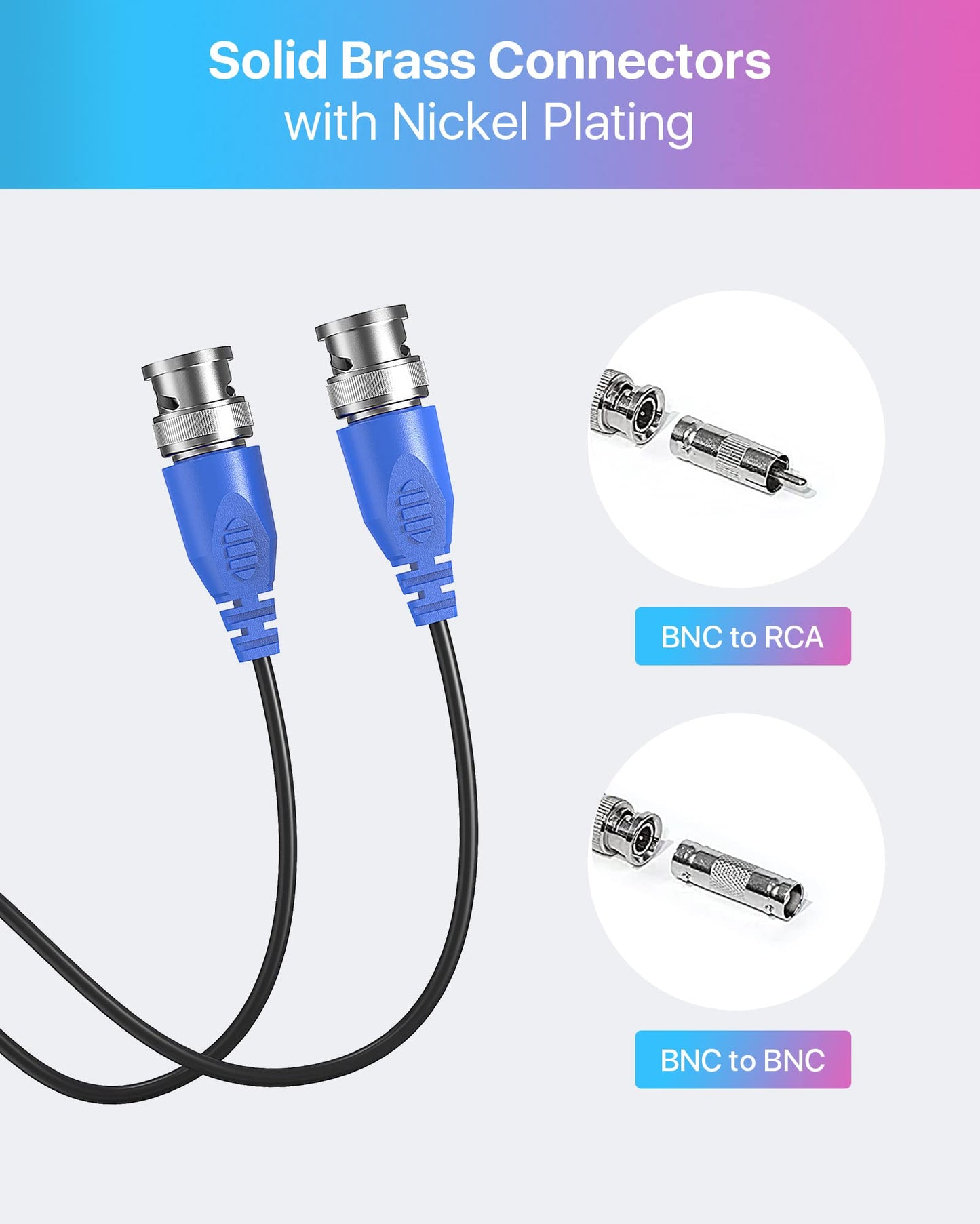ZOSI 4-Pack 100ft (30m) BNC Video Power Cables, All-in-One Pre-Made Extension Wire for CCTV Security Camera Surveillance DVR Systems, Includes 4 BNC