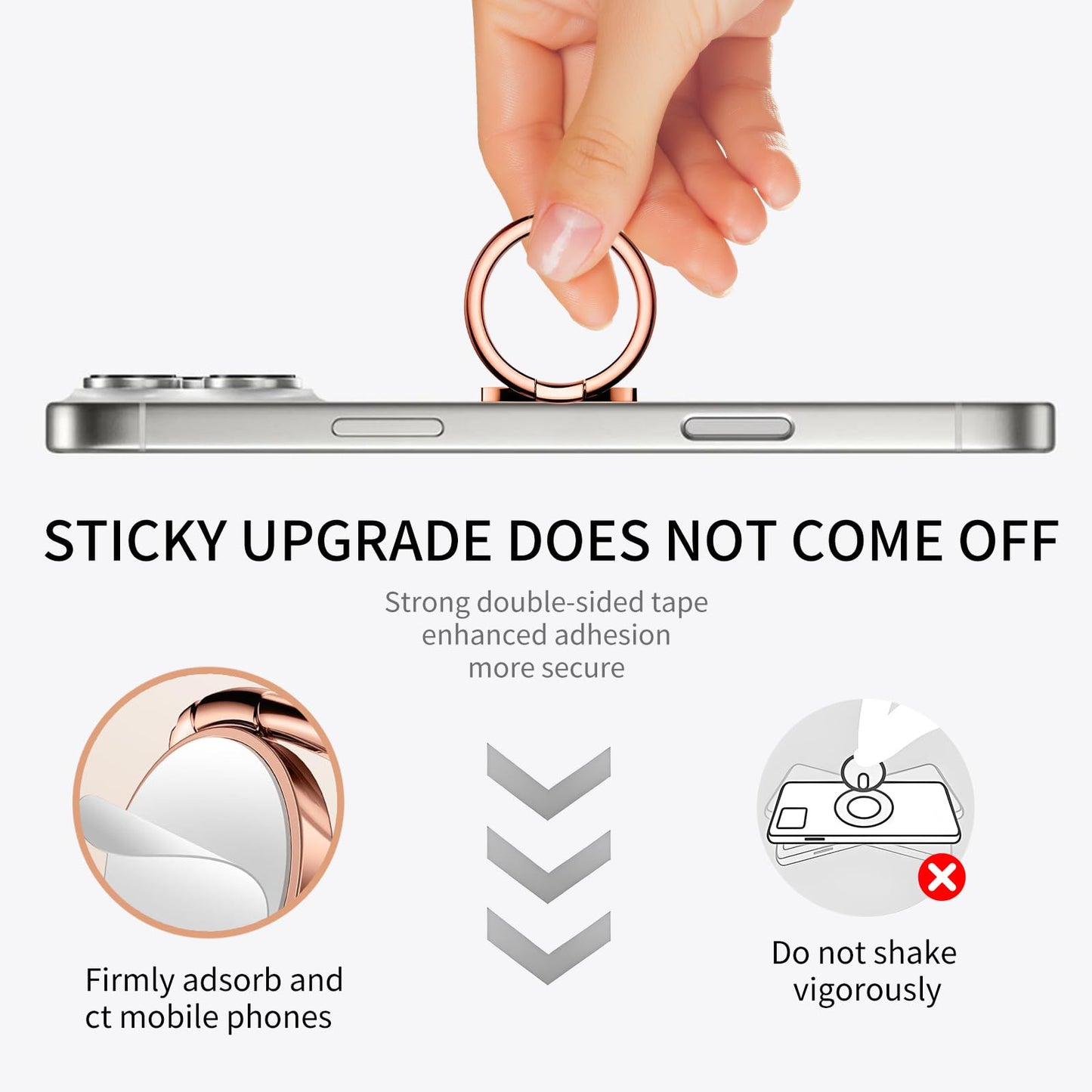 DLLFIOPA Cell Phone Ring Holder Grip, Luxury Rose Gold Metal Ring Holder 360°Rotation Finger Ring Stand, Cute Large Cell Phone Kickstand Grip