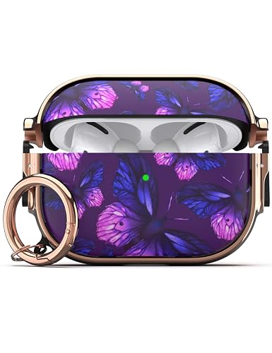 GuarzFun AirPods Pro 2 Case with Lock - Purple Butterfly