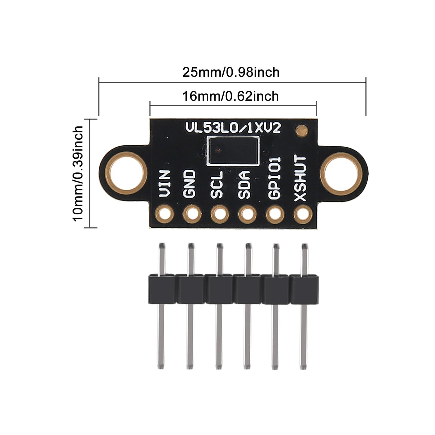 3Pcs VL53L0X Time-of-Flight Ranging Sensor Distance Sensor VL53L0X Flight Distance Measurement Module for Arduino(Pack of 3,Black)