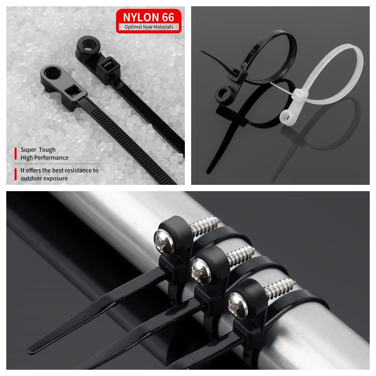 Nylon Universal Cable Tie Buckle, Heavy Duty Self-Locking Zip Ties, UV-Resistant Plastic Fasteners for Car Repair, Wire Bundling, Home&Garage Cable