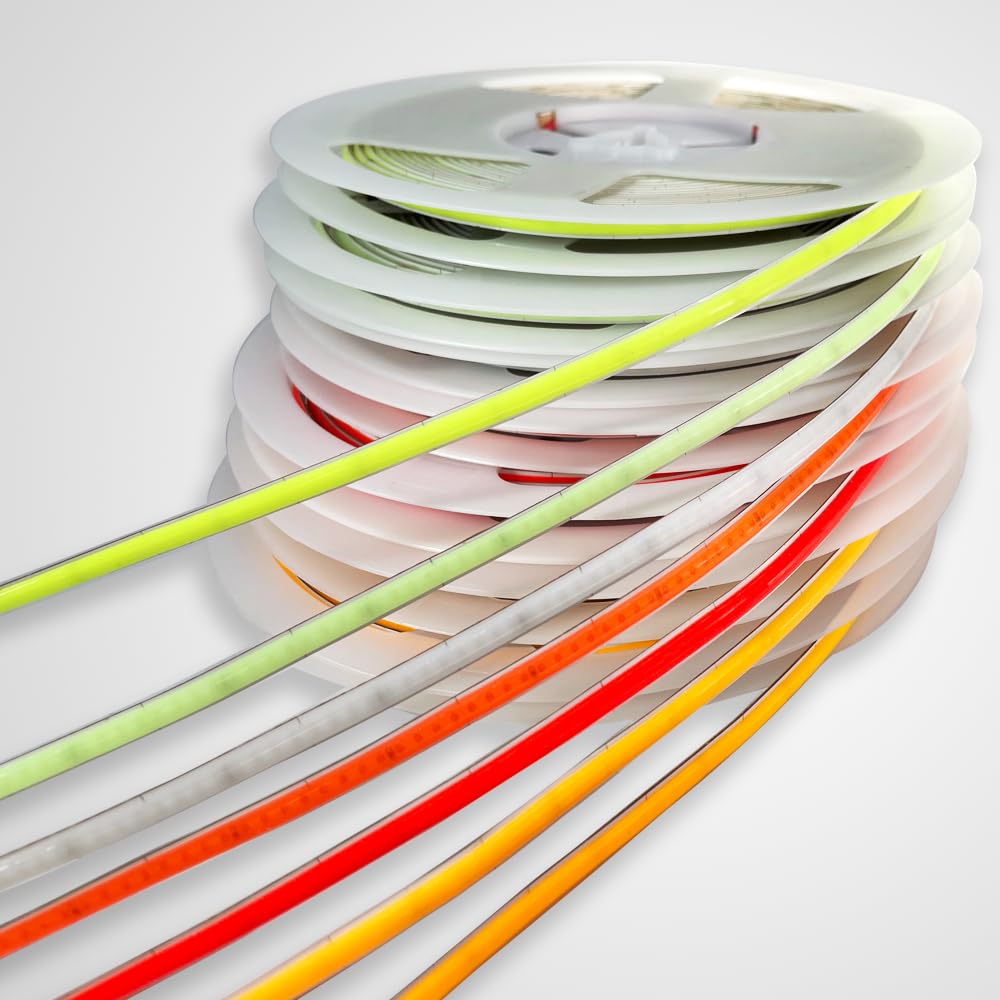 DC12V 5MM Thin PCB Premium 400LEDs/M Pure Single Color COB LED strip Flexible High Density Chips Red Green Blue Pink Purple Ice Blue Yellow Orange