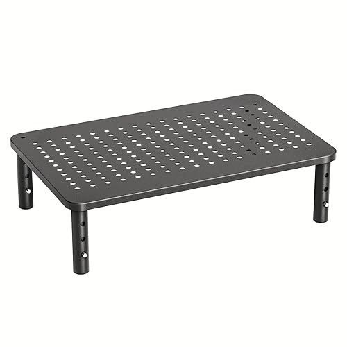 HUANUO Monitor Stand, Monitor Stand Riser 3 Height Adjustable, Monitor Riser with Airflow Vents, Laptop Stand for Desk, Laptop Riser, Desk Organizer