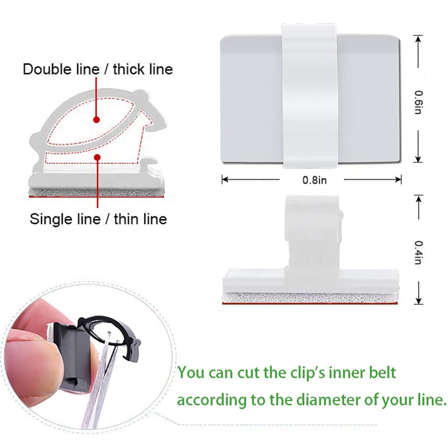 Cable Clips Self with 3M Adhesive Cord Organizer, Wire Holder Clamp Management Sticky for Desk Car Dash Cam Tables Wall, White 50pcs