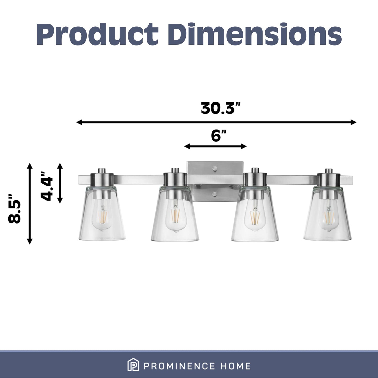 Prominence Home Fairendale 4 Light Brushed Nickel Bathroom Vanity Light with Clear Glass - 51528-01