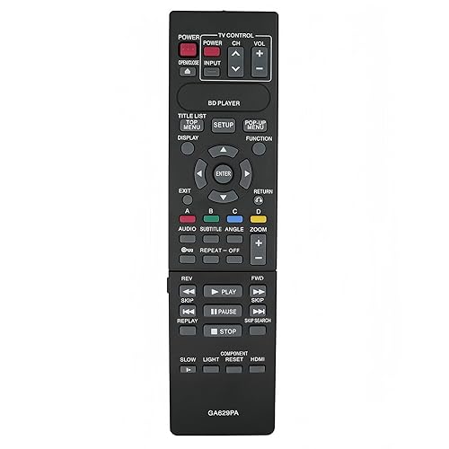 Replacement Remote Control Compatible for Sharp Blu-ray BD DVD AQUOS Disc Player BD-HP21 BD-HP21U BD-HP21X BD-HP21S RRMCGA900WJPA GA629PA BD-HP50U