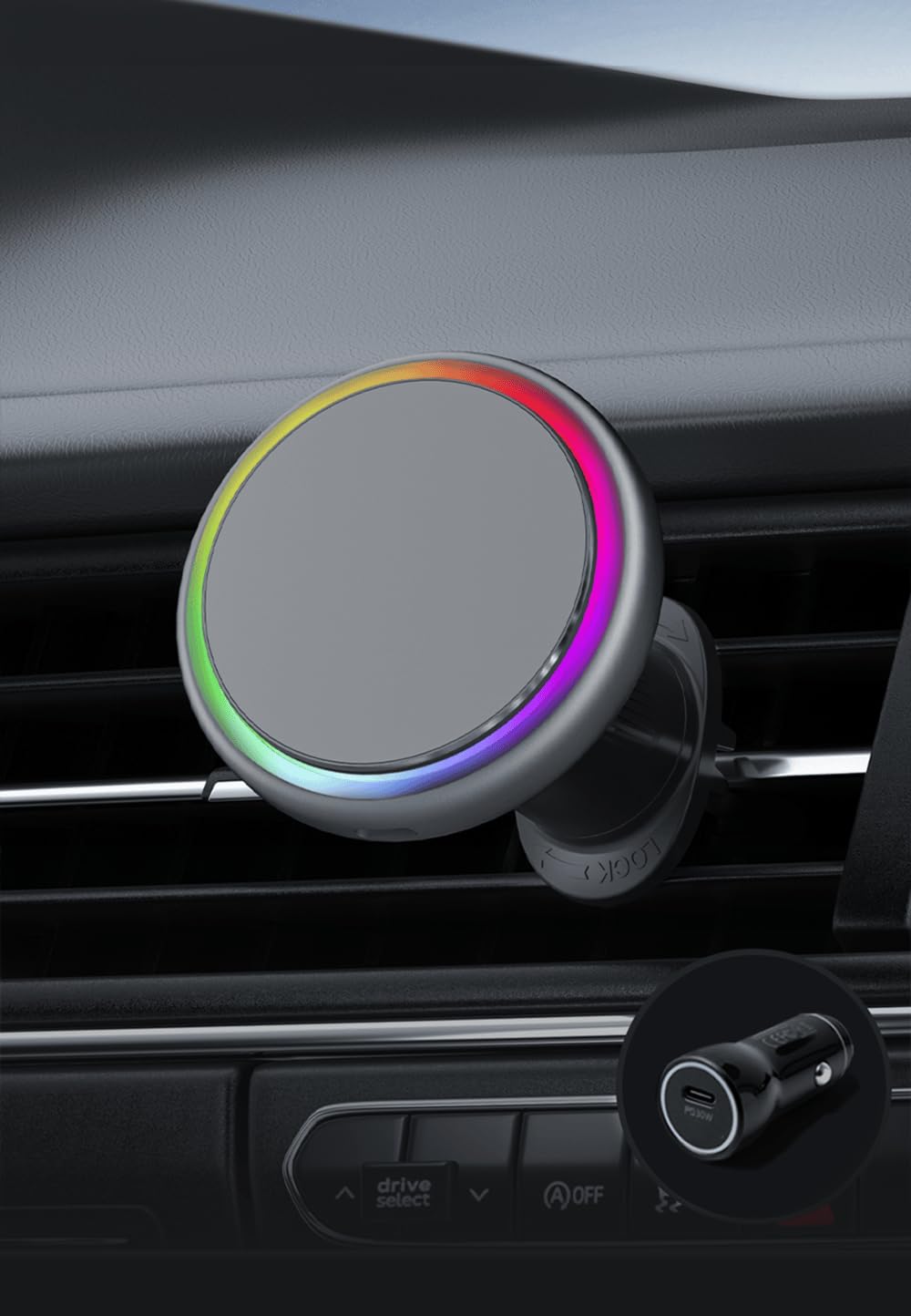 carple Qi2-Certified 15W The Mount Magsafe Compatible Car Mount Charger, Full Aluminum Body Air Vent Clip and 15W Adapter Included for iPhone