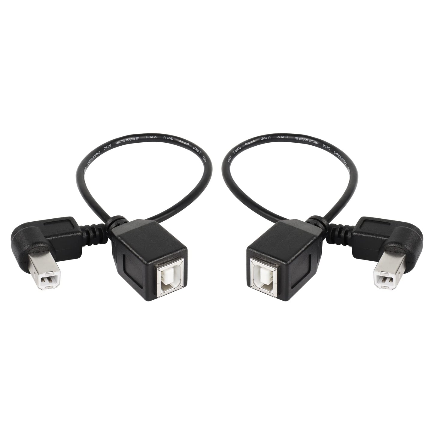 SinLoon USB 2.0 Type-B Printer Cable, 2-Pack USB B Female to Left Angle & Right Angle B Male Printer Extension Cable, for Scanner, Mobile HDD and More