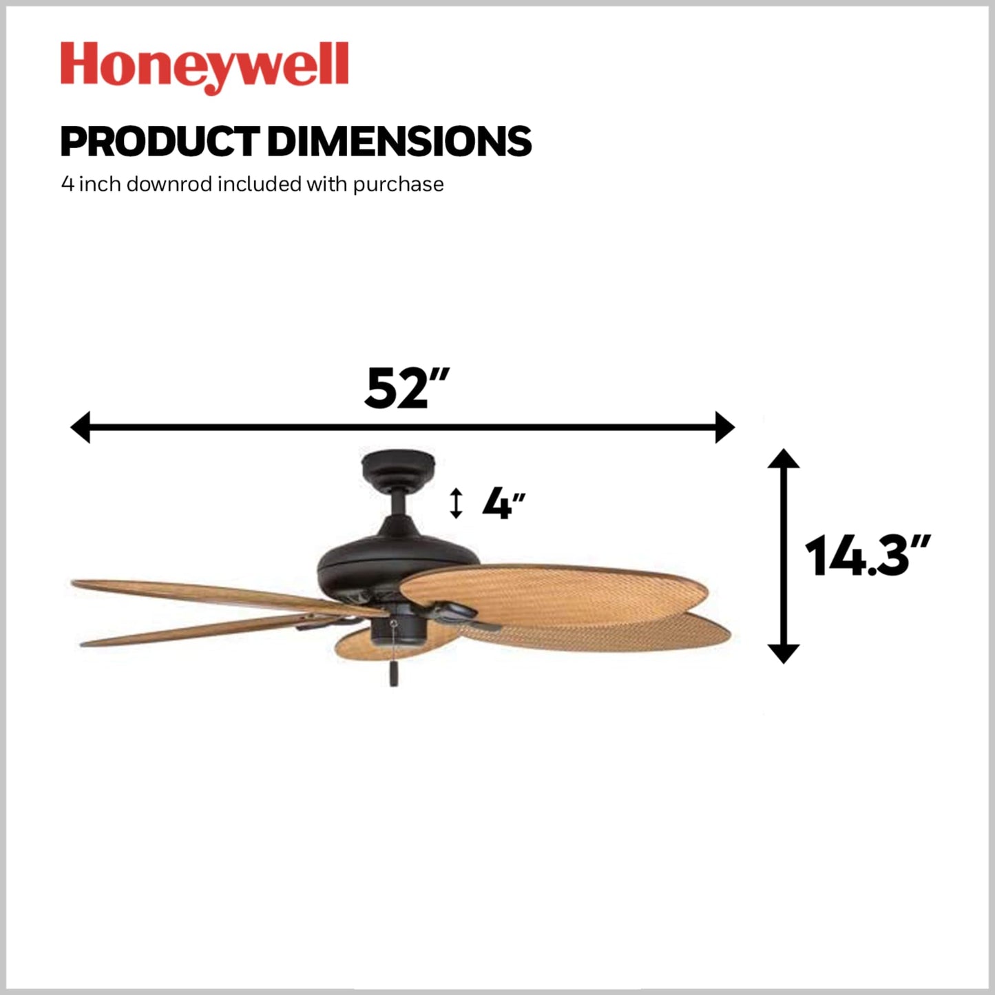 Honeywell Palm Island 52 Inch Tropical Indoor Outdoor Ceiling Fan
