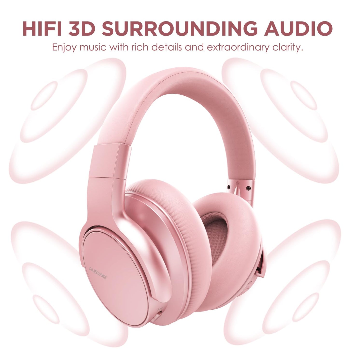 AUSDOM E7 Bluetooth Active Noise Cancelling Headphones, Wireless Over Ear ANC with Microphone, Hi-Fi Stereo Sound, 50H Playtime, Comfortable Earpads…