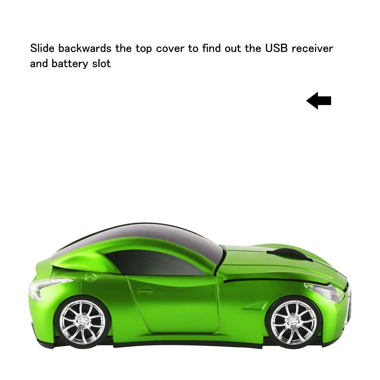 elec Space Cool Sport Car Shape 2.4GHz Wireless Mouse Optical Cordless Mice with USB Receiver for PC Laptop Computer 1600DPI 3 Buttons