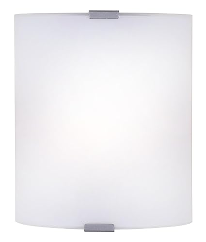 Canarm 1-Light Wall Sconce, Frosted Glass Shade with Gray Accents, Low-Profile Transitional Wall Lighting for Bedroom, Hallway or Living Room