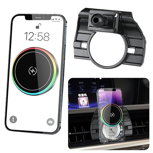 LUNQIN Car Magnetic Phone Mount for Lexus ES 2013 2014 2015 2016 2017 2018 ES350 ES300h Auto Interior Accessories Best Cellphone Holder Fast 15W