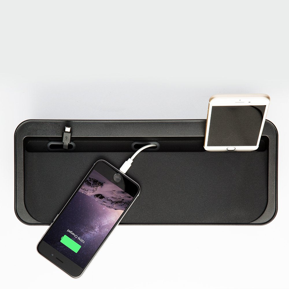 in-Box Desktop Mobile Charging Station & Power Strip Organizing Box, White