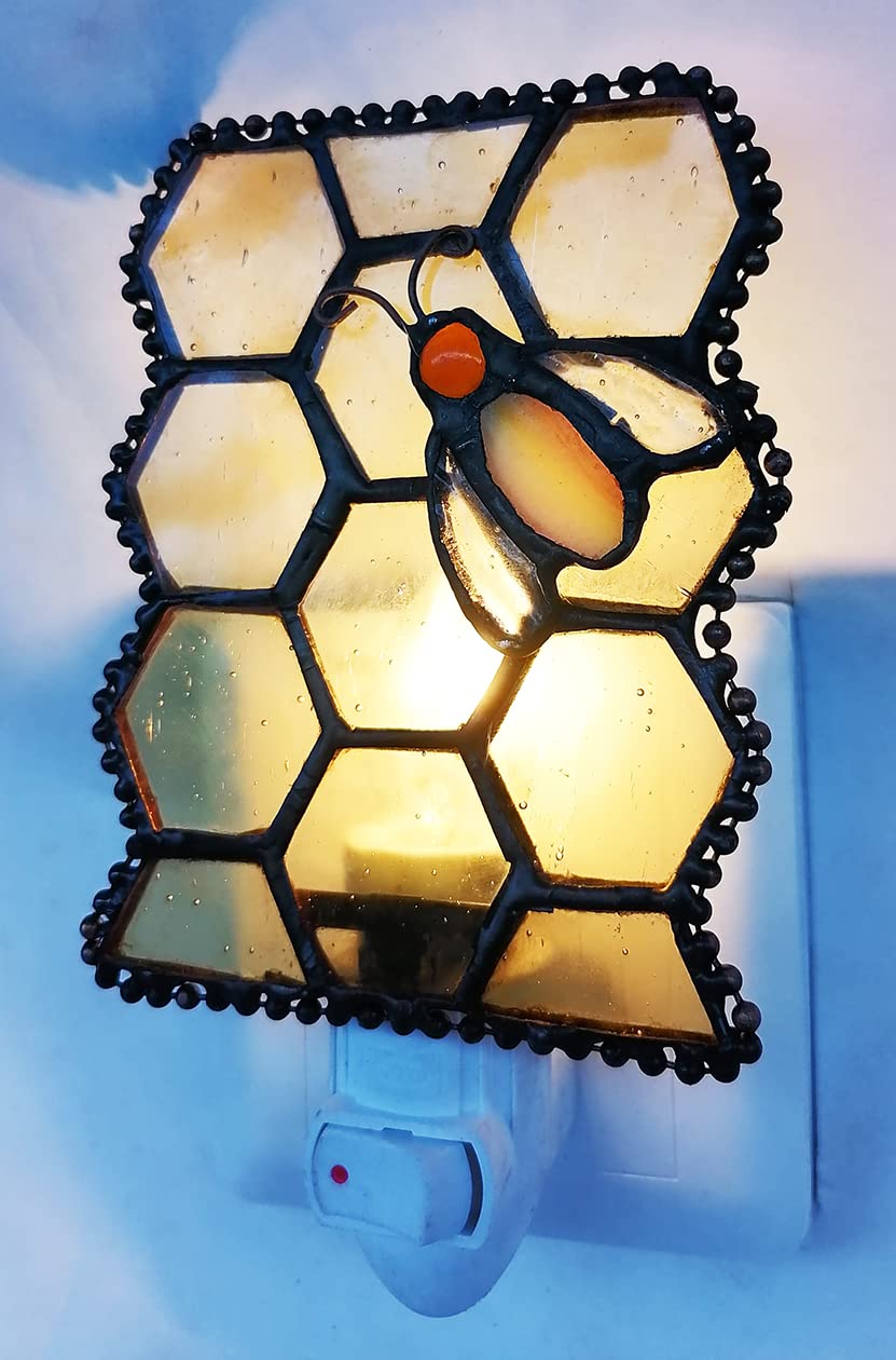 HUIMEIJU Tiffany Glass Night Light for Bedroom, Study, Aisle