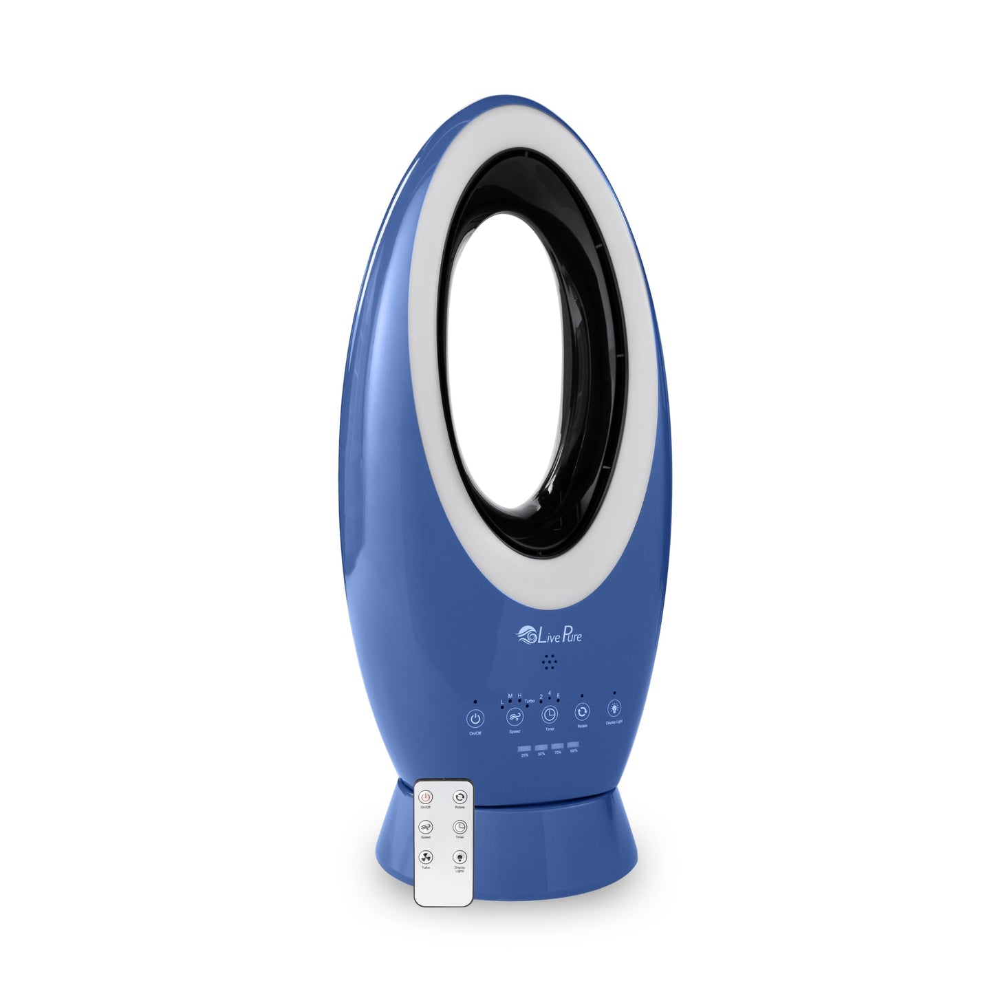 LivePure Bladeless Indoor/Outdoor Rechargeable Fan, Denim Blue