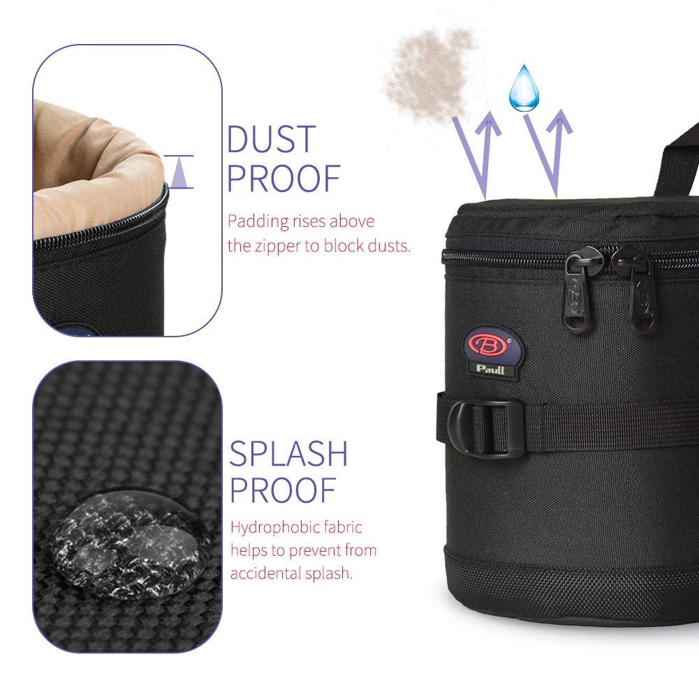 BPAULL Camera Lens Case DSLR Camera Lens Bag Fits for Canon Nikon Pentax Sony Olympus Panasonic and Other Camera Lens