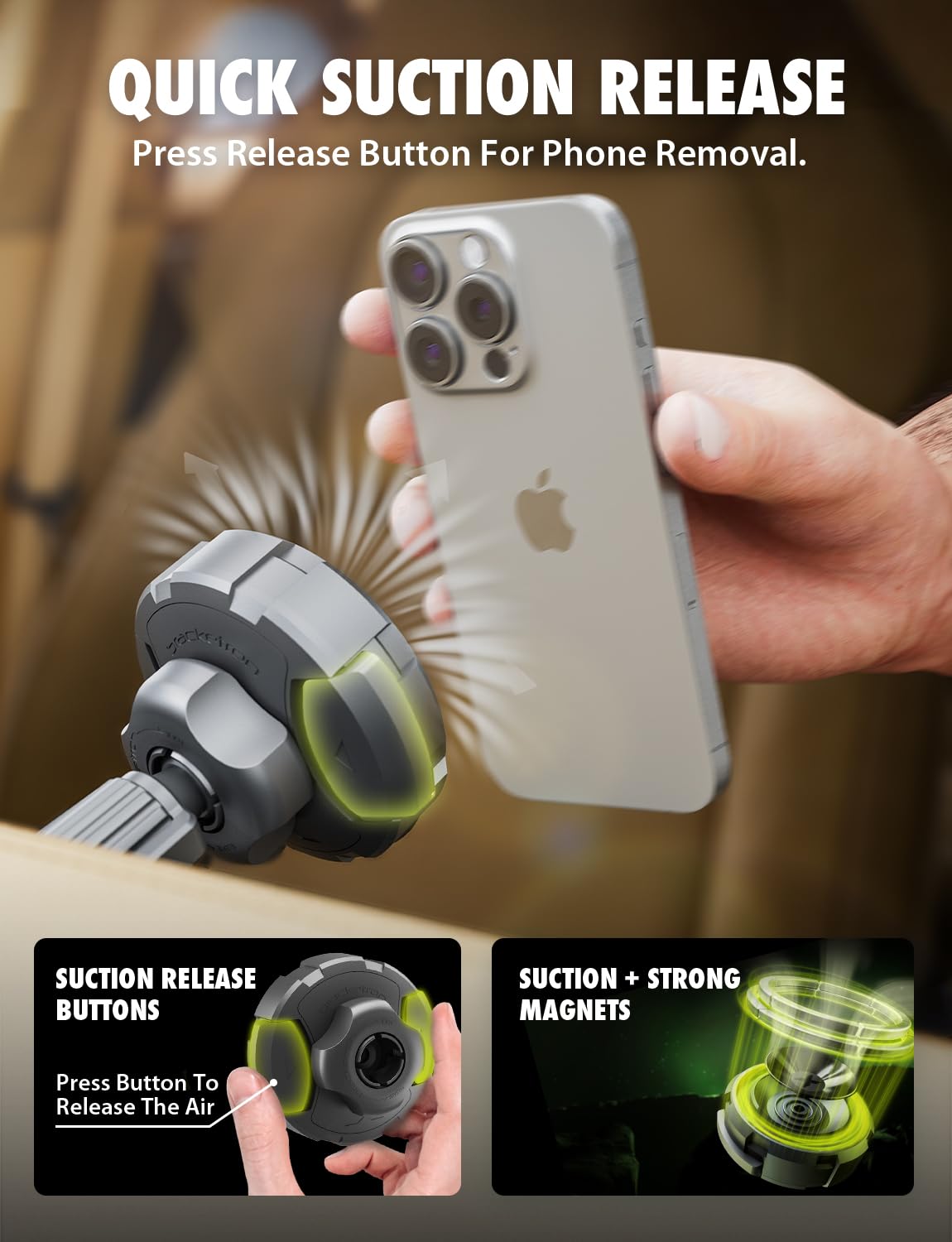 Bracketron Magnetic Car Mount for Cell Phone, MagAlign Max Car Vent Phone Mount?Strongest Magnetic+ Suction?, Vent Phone Mount for Car for iPhone 17