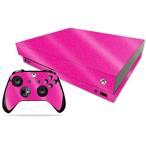 MightySkins Glossy Glitter Skin for Microsoft Xbox One X - Hot Pink | Protective, Durable High-Gloss Glitter Finish | Easy to Apply, Remove,